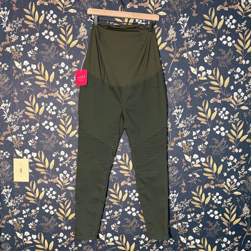 Isabel Maternity Jeggings Pull On Olive Green High-Waisted Leggings Size 6